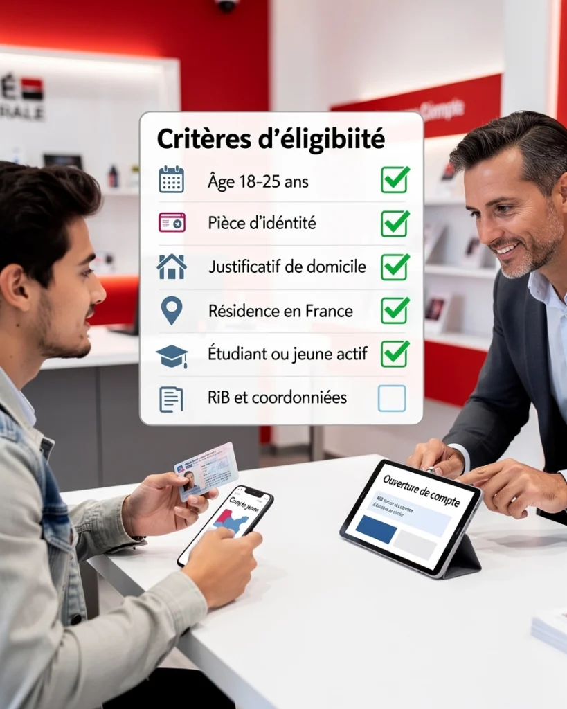 liste des critères d'éligibilité pour ouvrir un compte jeune